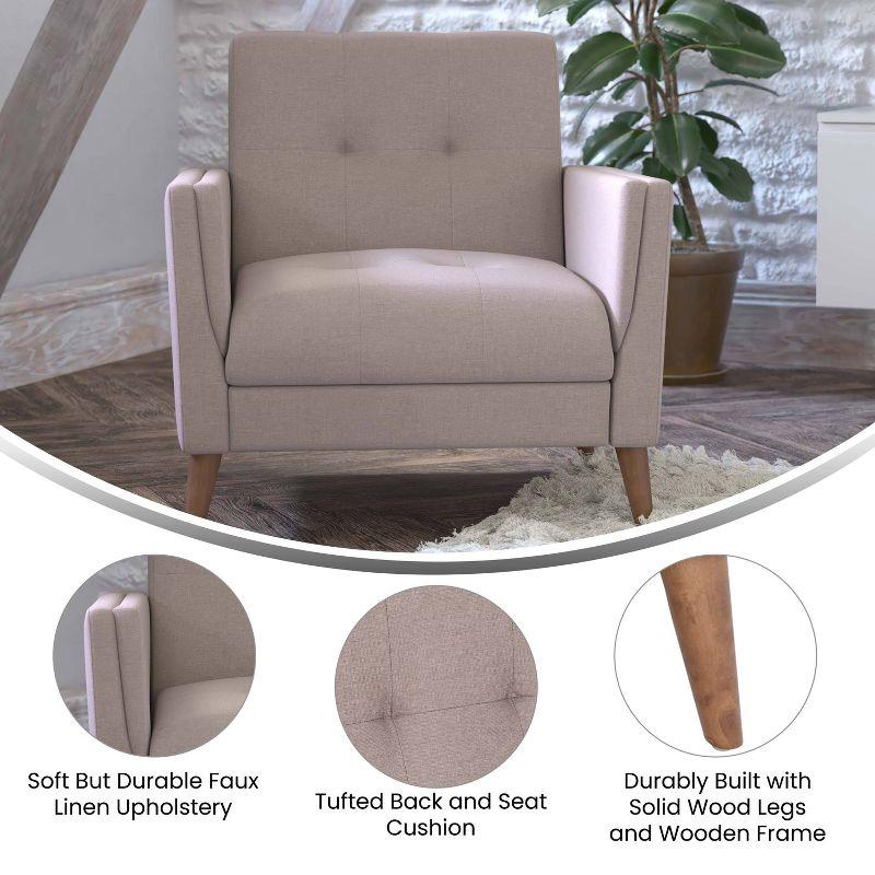 Taylor & Logan Cormac Armchair Taupe: Linen Upholstery, French Seam, Extended Seat, Wood Frame