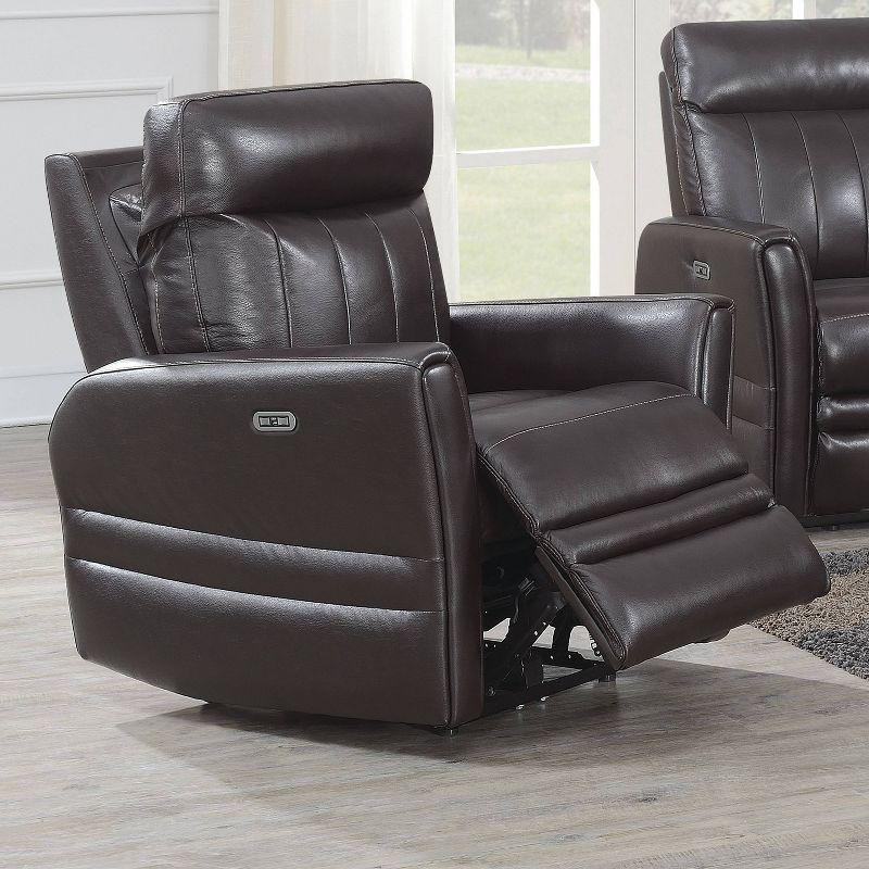 Coachella Power Recliner Chair Brown: Top-Grain Leather, USB Port - Steve Silver Co.