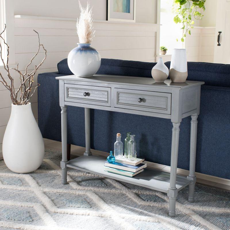 Distressed Gray Pinewood Hallway Table with Storage