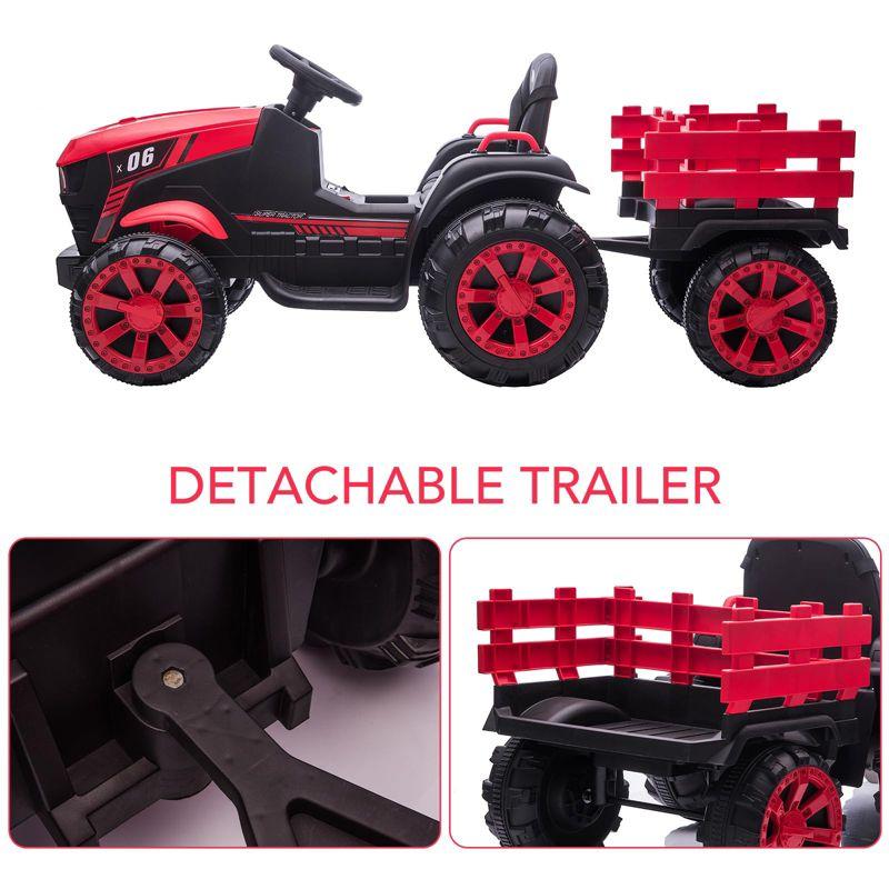 12V Kids Ride On Tractor with Trailer Battery Powered Electric Vehicles Toy