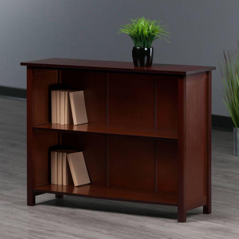 30" 3 Tier Milan Storage Shelf or Bookshelf Long Walnut - Winsome: Fixed Shelves, Wood Composite