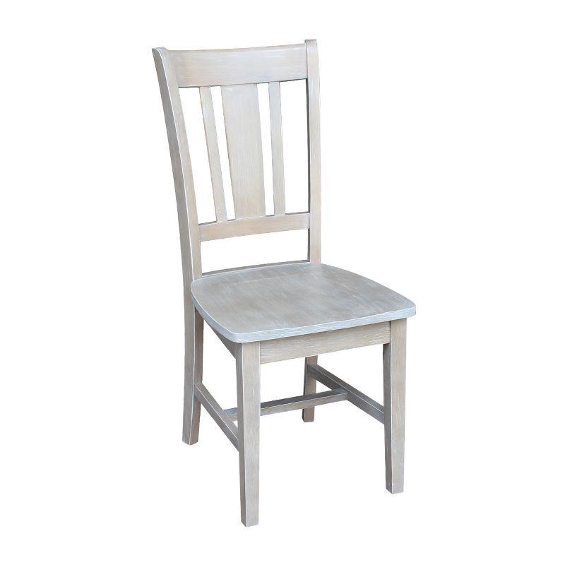 Set of 2 Washed Gray High Back Wood Dining Chairs