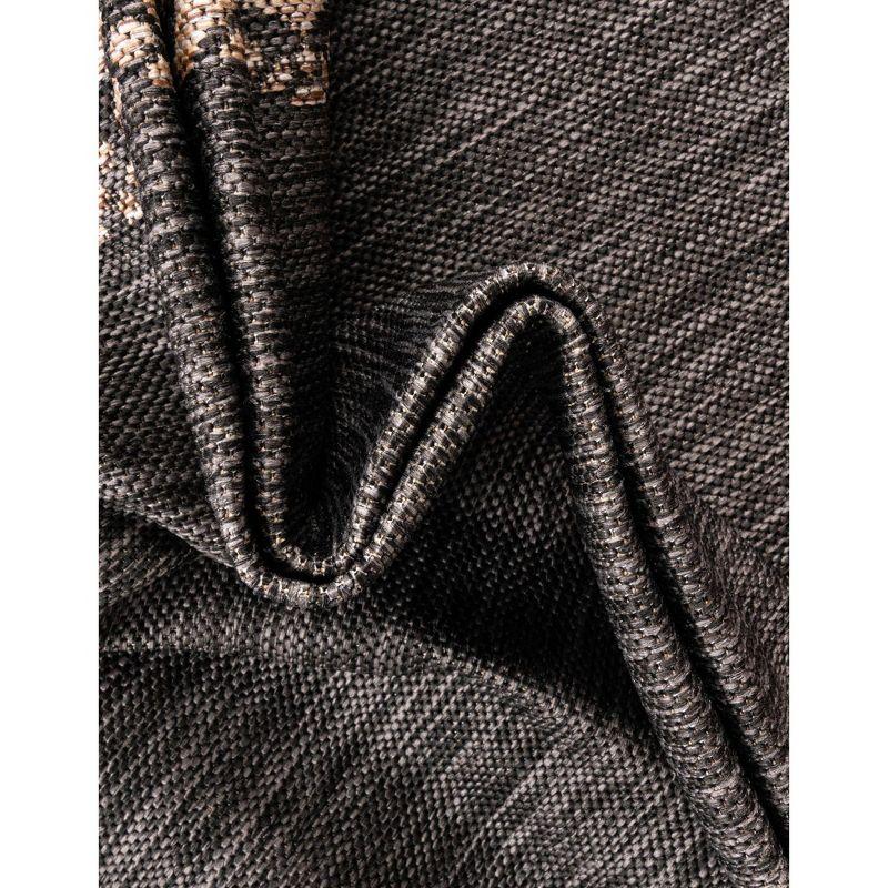 Unique Loom 4' 1 x 6' 1 Rectangle Indoor/Outdoor Border Charcoal Gray Area Rug