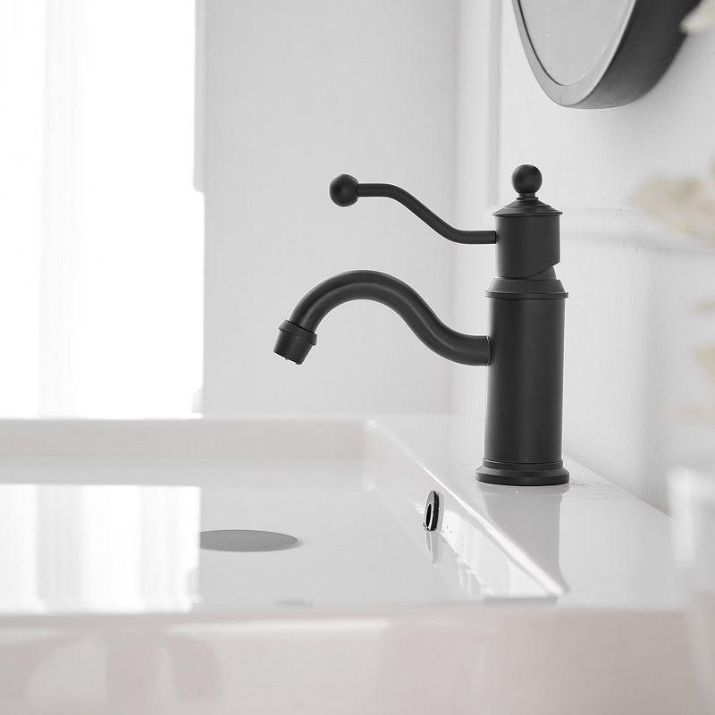 BWE Single Hole Single-Handle Bathroom Faucet Vanity Sink Basin Mixer Tap Antique in Matte Black