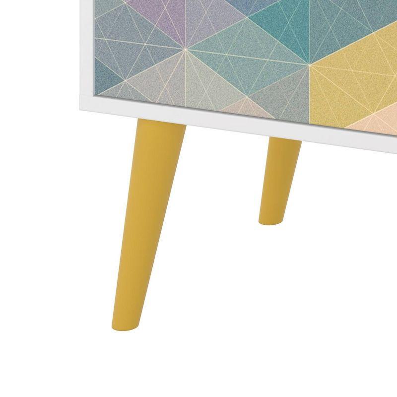 Avesta 2.0 Double Side Table White/Yellow - Manhattan Comfort: Modern Corner Accent, Splayed Feet
