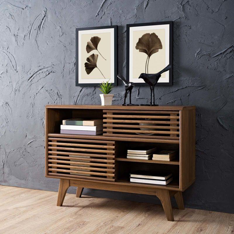 Modway Render 37.5'' Walnut Grain Console Table with Cabinet