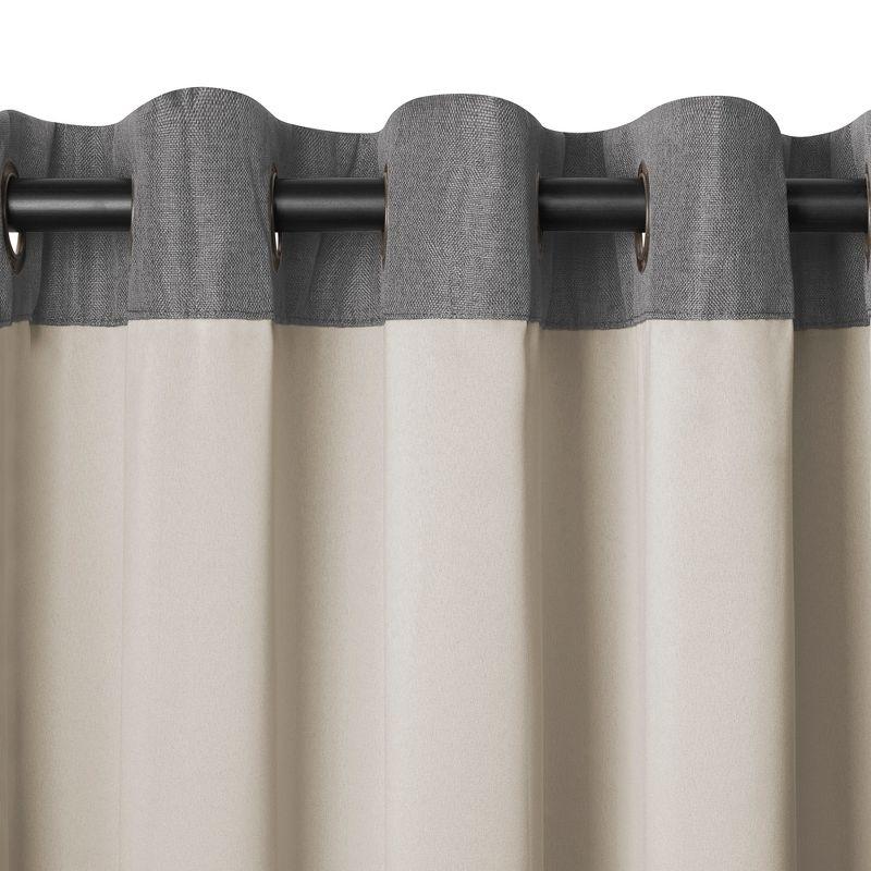 Gray Extended Blackout Grommet Linen-Blend Drapes