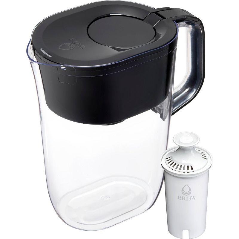 Brita Water Filter 10-Cup Tahoe Water Pitcher Dispenser - Black: Easy-Fill Lid, Electronic Indicator