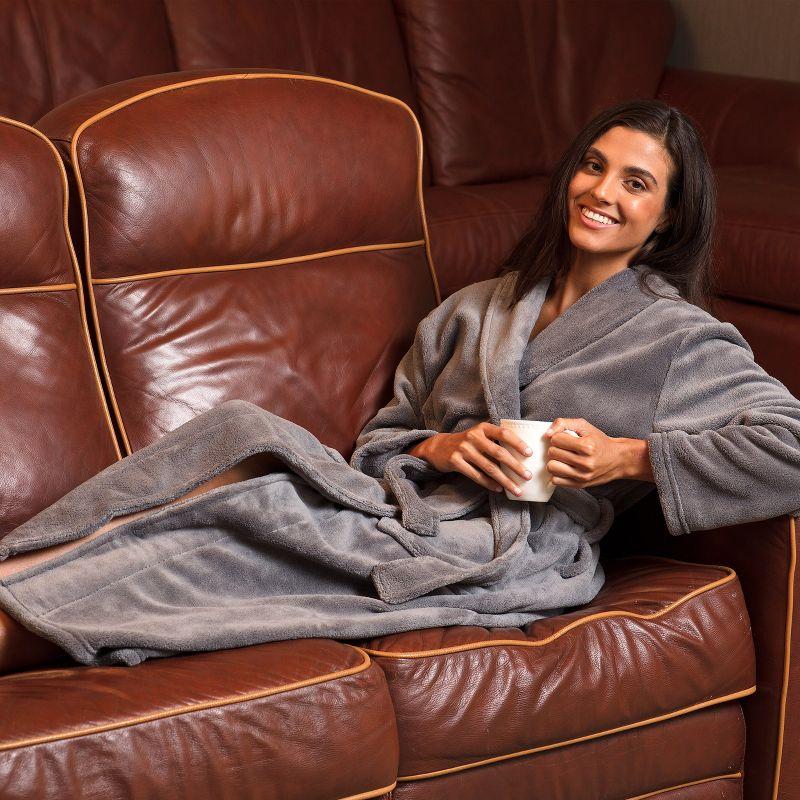 ADR Women's Long Robe, Fleece Plush Robe Woman, Cozy Regular & Plus Size Women's Bath Robe