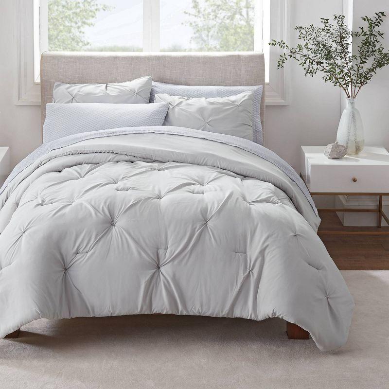 Simply Clean Light Gray Microfiber 3-Piece Duvet Cover Set