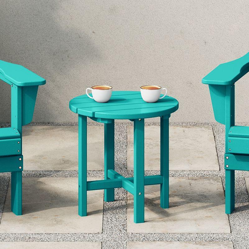 WestinTrends All-Weather Outdoor Patio Round Poly Adirondack Side Table, Turquoise