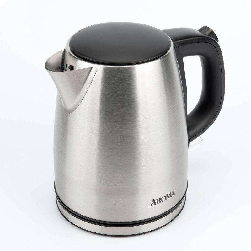 Aroma 1L Electric Water Kettle - Stainless Steel: Tea Kettle, Water Heater, Overheat Protection, 360° Rotating Base