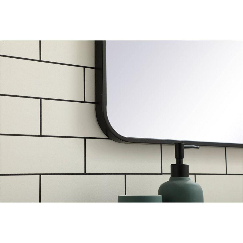 Elegant Lighting Soft corner metal rectangular mirror 27x36 inch in Black