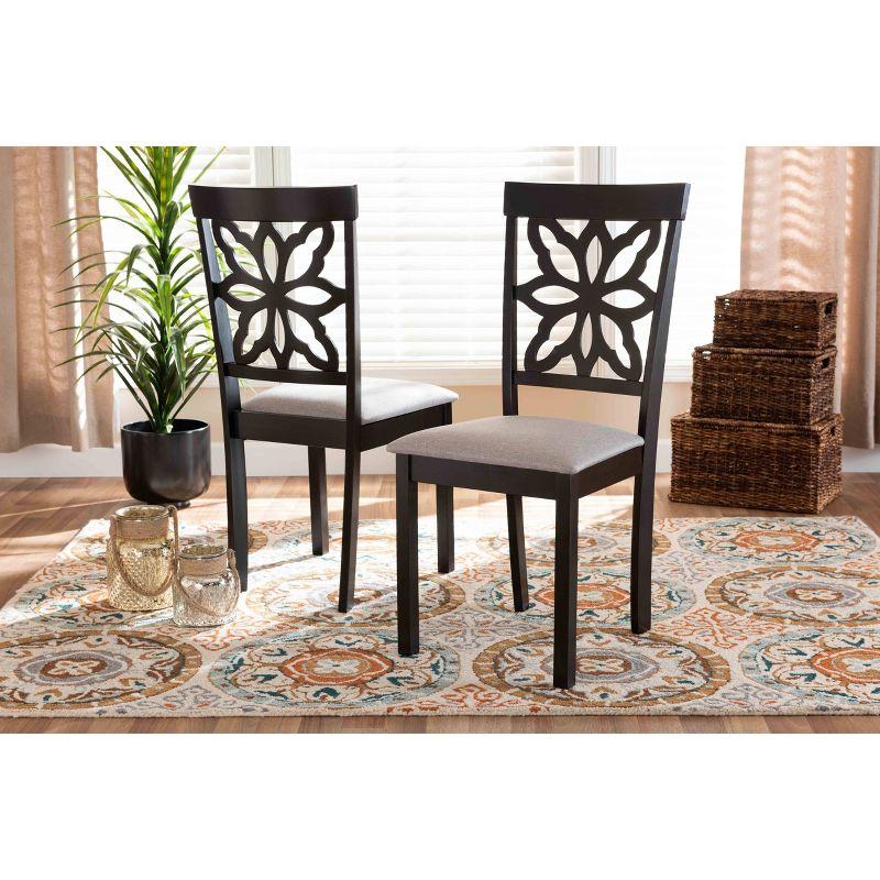 2pc Samwell Fabric Upholstered and Wood Dining Chairs Gray/Dark Brown - Baxton Studio