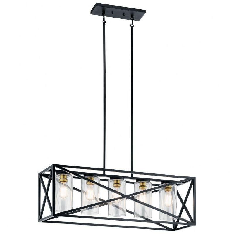 Moorgate 36" Black Steel Linear Chandelier with Clear Glass