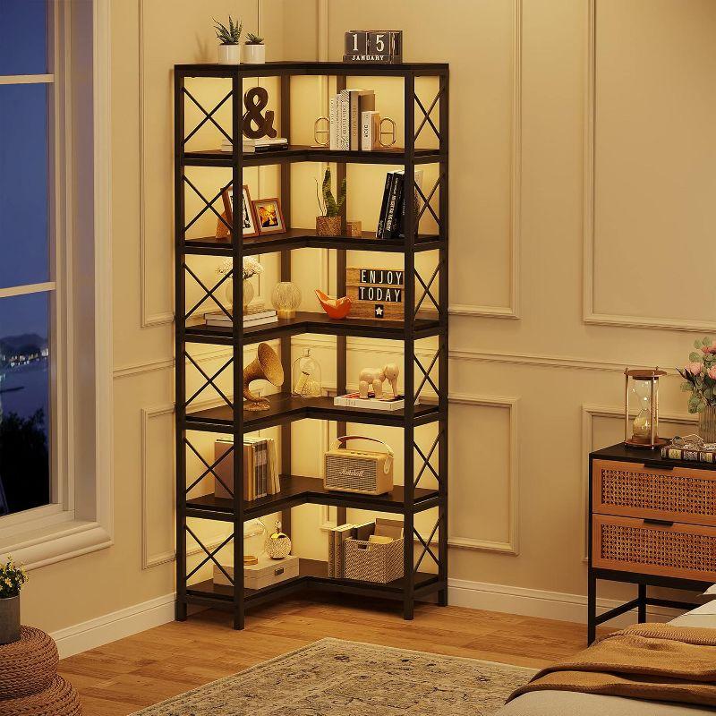 Tribesigns 7-Tier L-Shaped Bookshelf, Modern Corner Book Display Shelving Unit Black