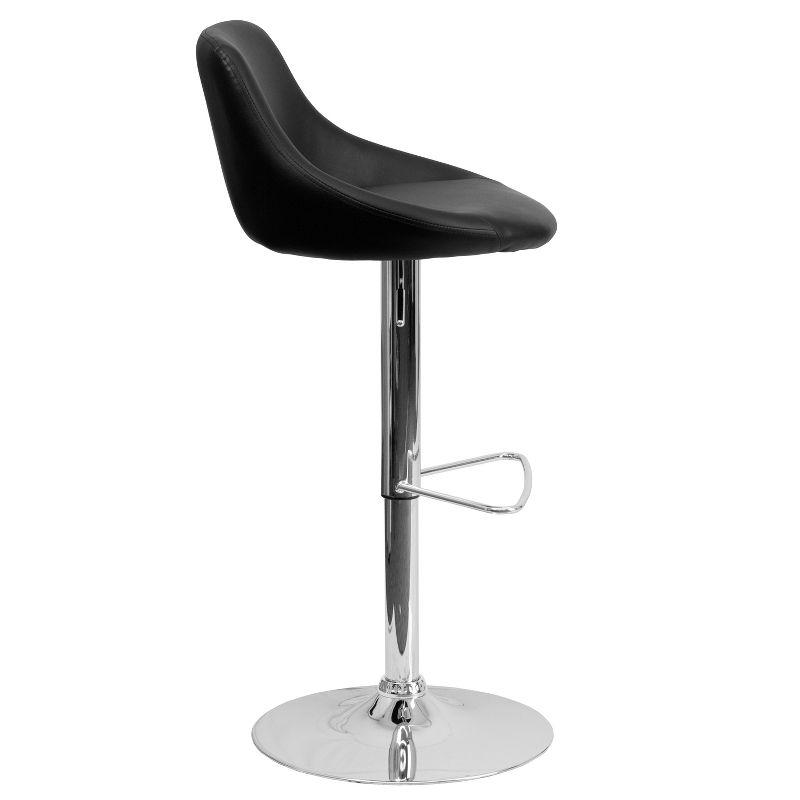 Emma and Oliver 2 Pack Contemporary Black Vinyl Bucket Seat Adjustable Height Barstool-Chrome Base