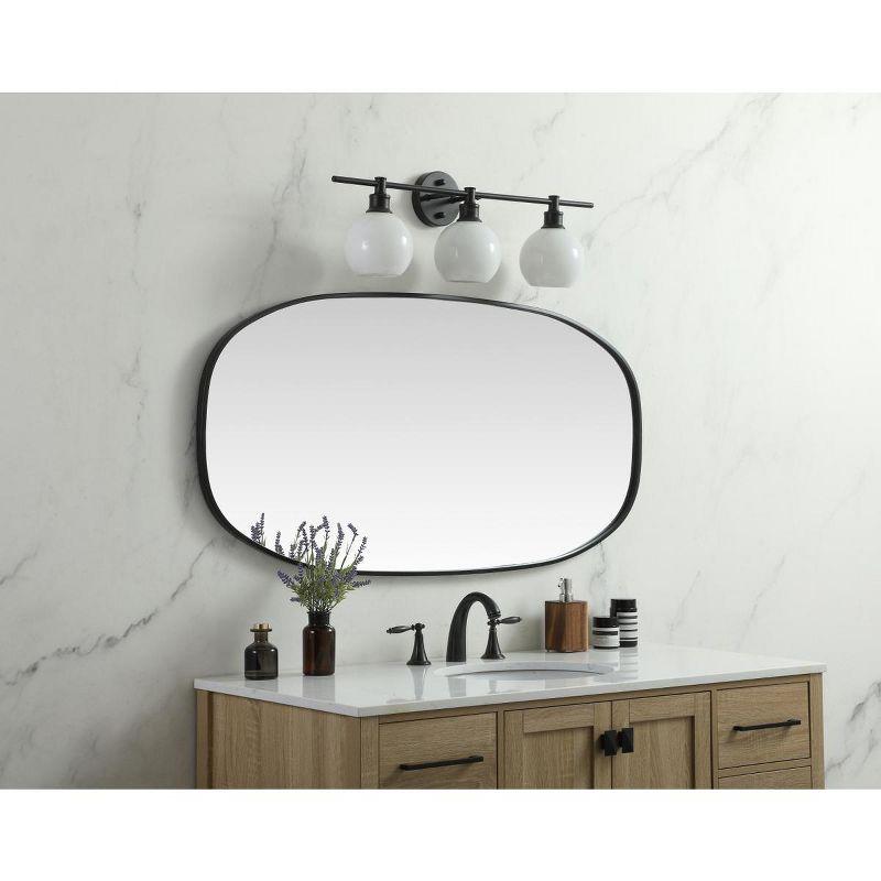 Elegant Lighting Metal Frame Oval Mirror 24x48 Inch in Black
