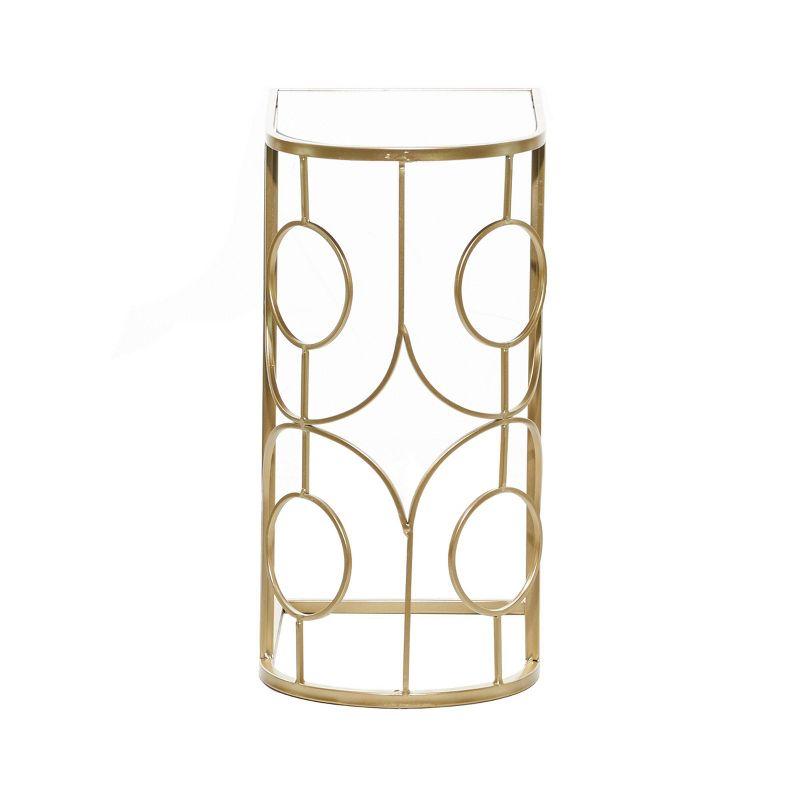 Contemporary Mirrored Accent Table Gold - Olivia & May: No Assembly, Indoor Use, Iron Frame