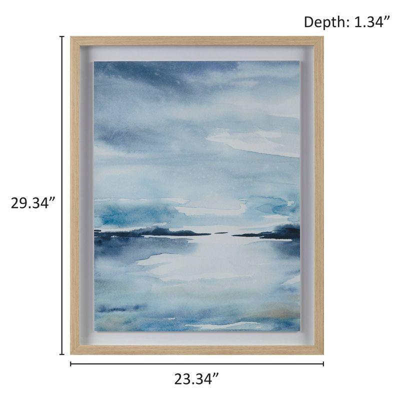 Sparkling Sea Framed Glass and Single Matted Abstract Landscape Coastal Wall Art Blue - Madison Park: Nautical Decor, Polystyrene Frame