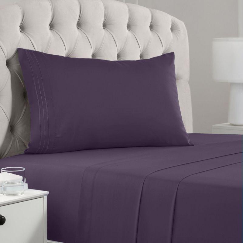 Twin Purple Microfiber Chevron Sheet Set