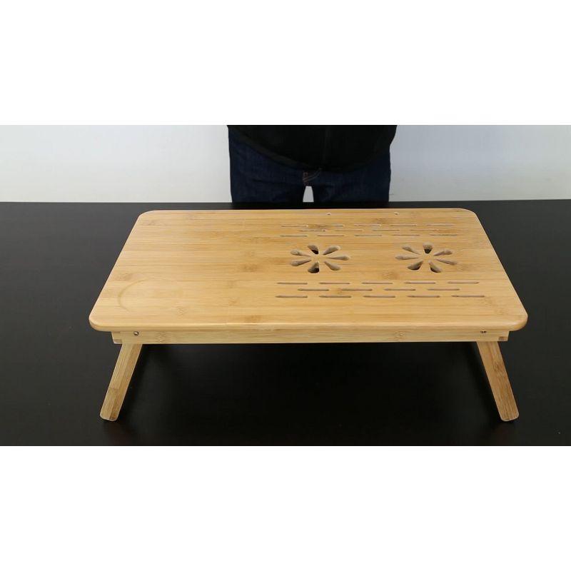 Mount-it Mount-It! Adjustable Bamboo Laptop Bed Tray w/ Tilting Top, Pullout Storage Drawer, Foldable Design