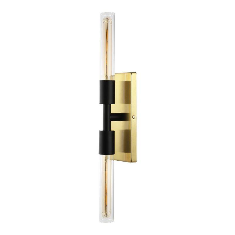 Nyx 2 Light 24.5" Wall Sconce - Brass Gold/Black - Safavieh.