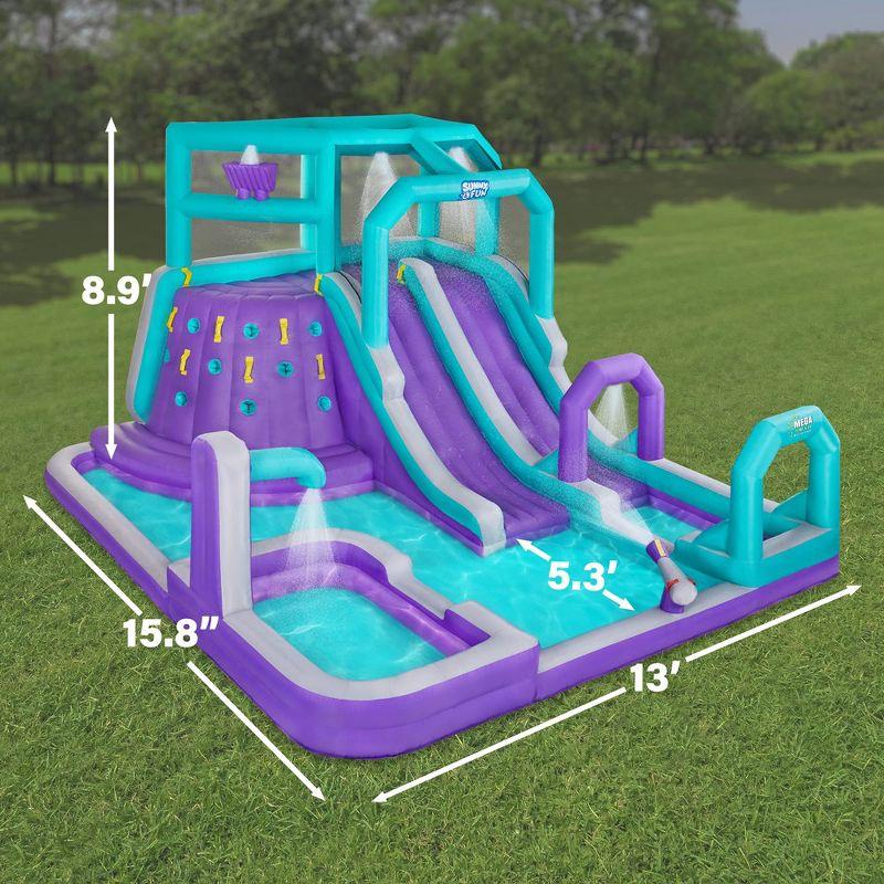 Sunny & Fun Mega Inflatable Kids Backyard Water Slide Park - Purple