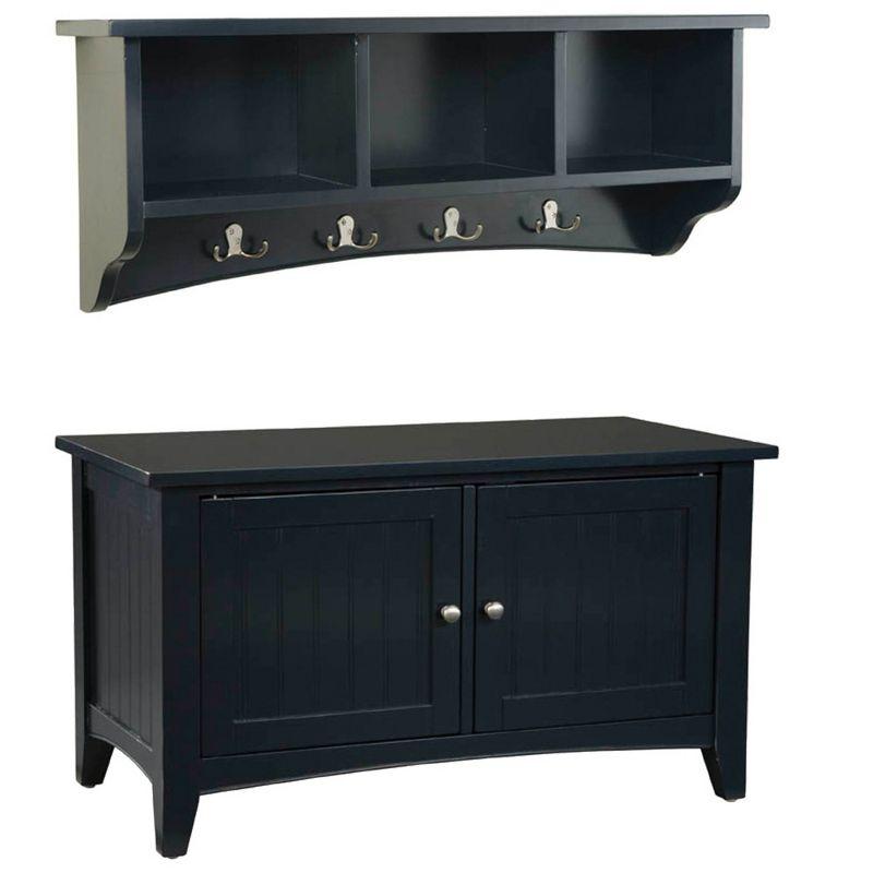 Shaker Cottage Storage Coat Hook with Cabinet Bench Set - Alaterre Furniture