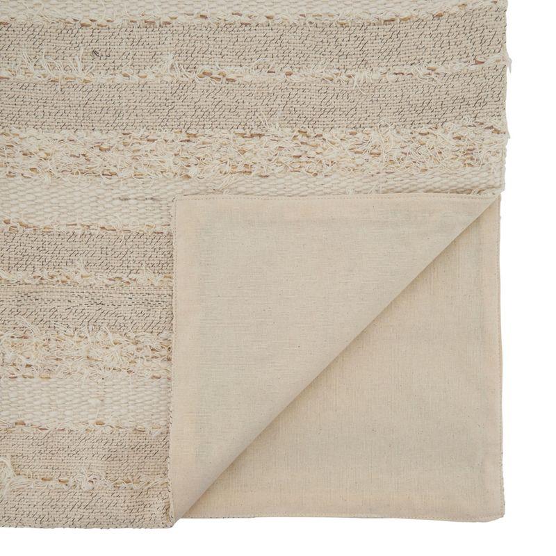 Ivory Cotton Fringe Stripe Table Runner