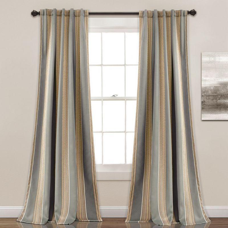Home Boutique Julia Stripe Light Filtering Window Curtain Gray Set 52x84