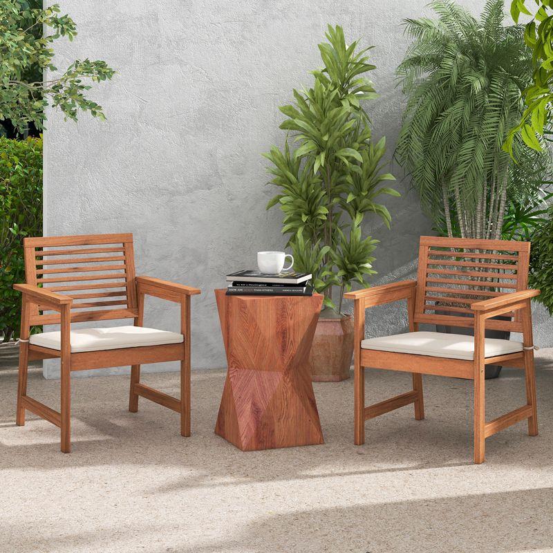 Tangkula Outdoor Hardwood Armchairs Set of 2/4 Weather-resistant Slatted Armchairs w/Removable Cushions