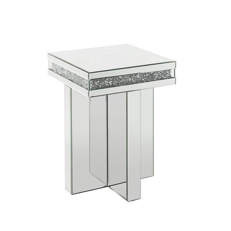 Noralie 16" Cross Bead Mirrored Accent Table Faux Diamonds - Acme Furniture: Durable Acrylic, No Assembly Required