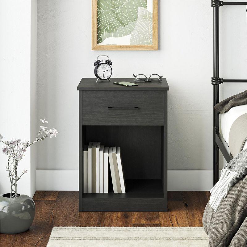 Ameriwood Home BrEZ Build Collection Pearce Nightstand with Drawer, Black Oak