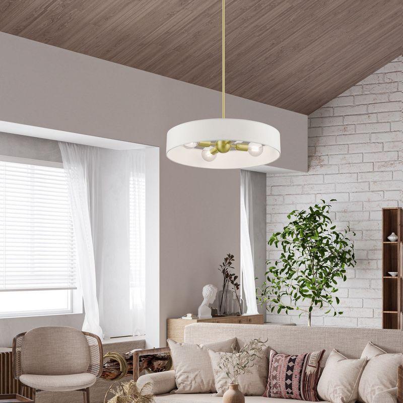 Everly Quinn Venlo 4 - Light Satin Brass Shaded Pendant