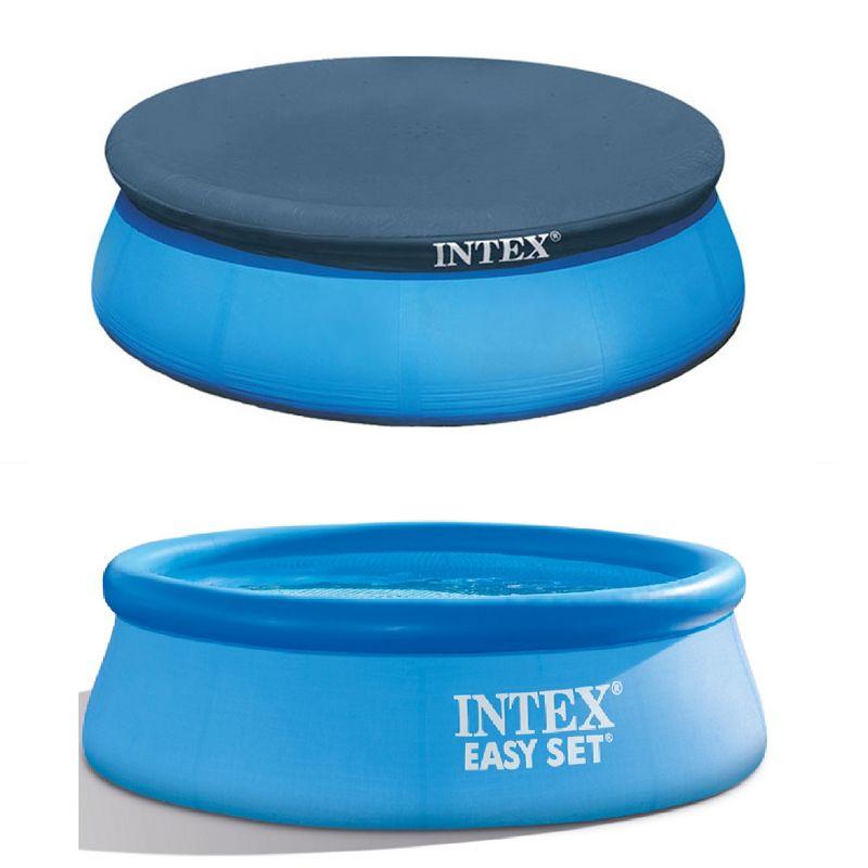 Intex Easy Set 8-Foot Round Inflatable Pool with Vinyl Cover