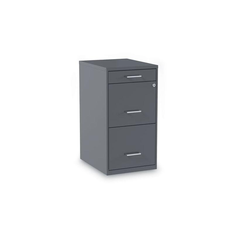 Alera Soho Vertical File Cabinet, 3 Drawers: Pencil/File/File, Letter, Charcoal, 14" x 18" x 26.9"