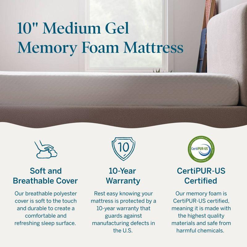 Lucid Comfort Collection  Medium 10" Gel Memory Foam Mattress