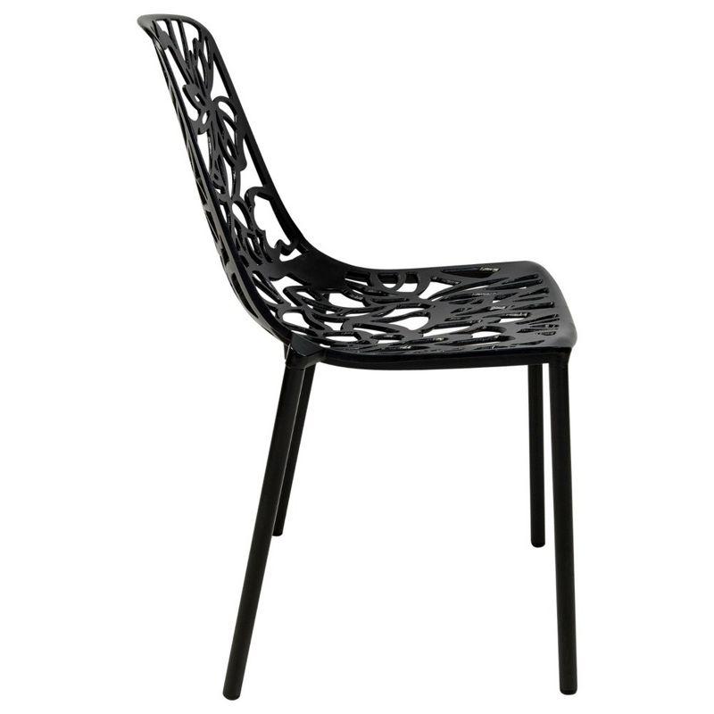 LeisureMod Devon Modern Aluminum Outdoor Stackable Dining Chair, Black