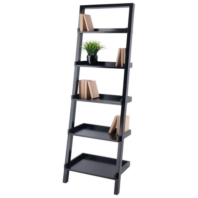 74.65" Bailey Leaning Shelf Black Finish - Winsome: 5-Tier Storage, Modern Design