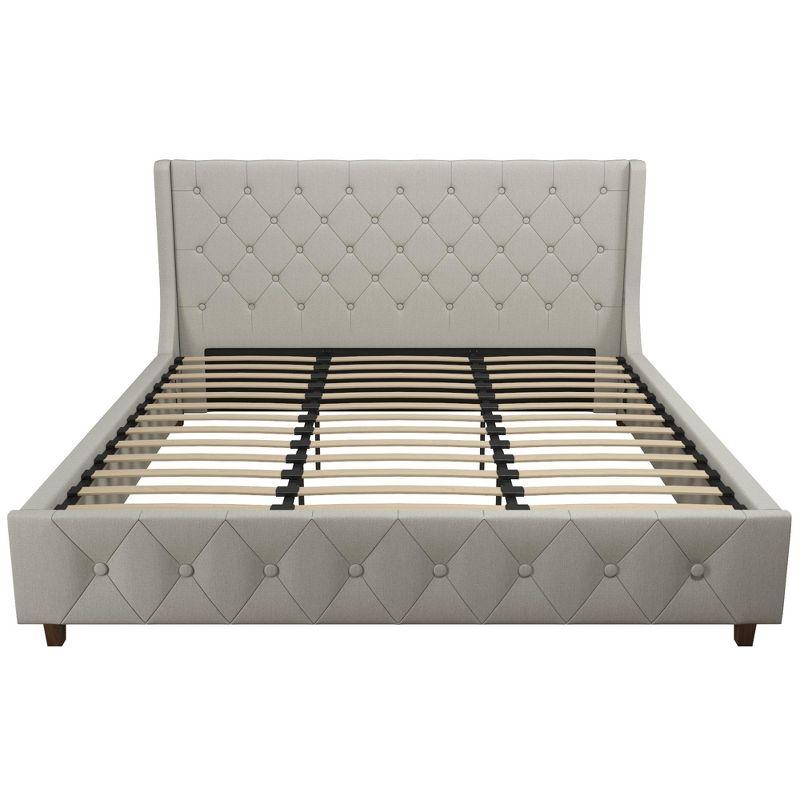 Light Gray Linen Tufted King Upholstered Bed with Metal Frame