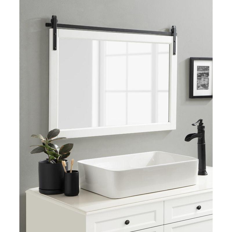 Skylan Modern Farmhouse 38x27 White and Black Wall Mirror