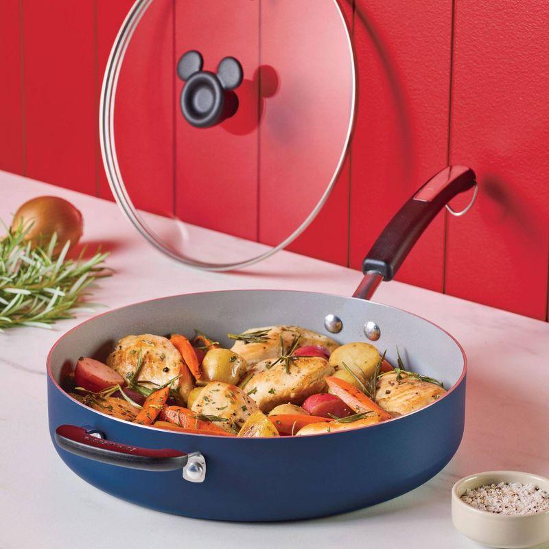 Blue 4.5-Quart Nonstick Aluminum Saute Pan with Lid and Helper Handle