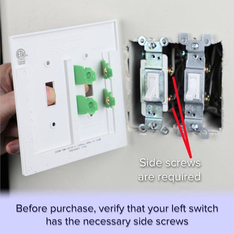 SnapPower SwitchLight Double-Gang Wall Plate Night Light - Bright / Dim / Off Sensor - Toggle, Ivory (1 Pack)