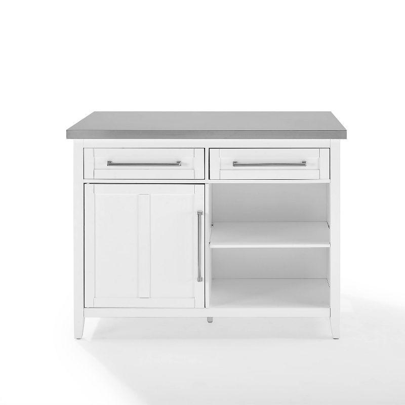 Silvia Stainless Steel Top Kitchen Island White/Stainless Steel - Crosley