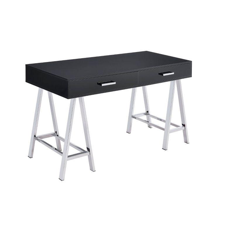 Coleen Black Wood Desk with Drawers and USB Port