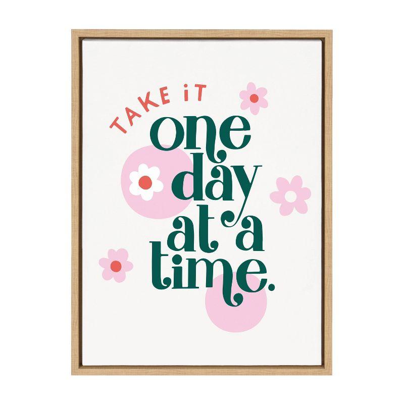 18" x 24" Sylvie Take It One Day At A Time Framed Canvas by Maria Filar - Kate & Laurel All Things Decor: Inspiring Quote Wall Art