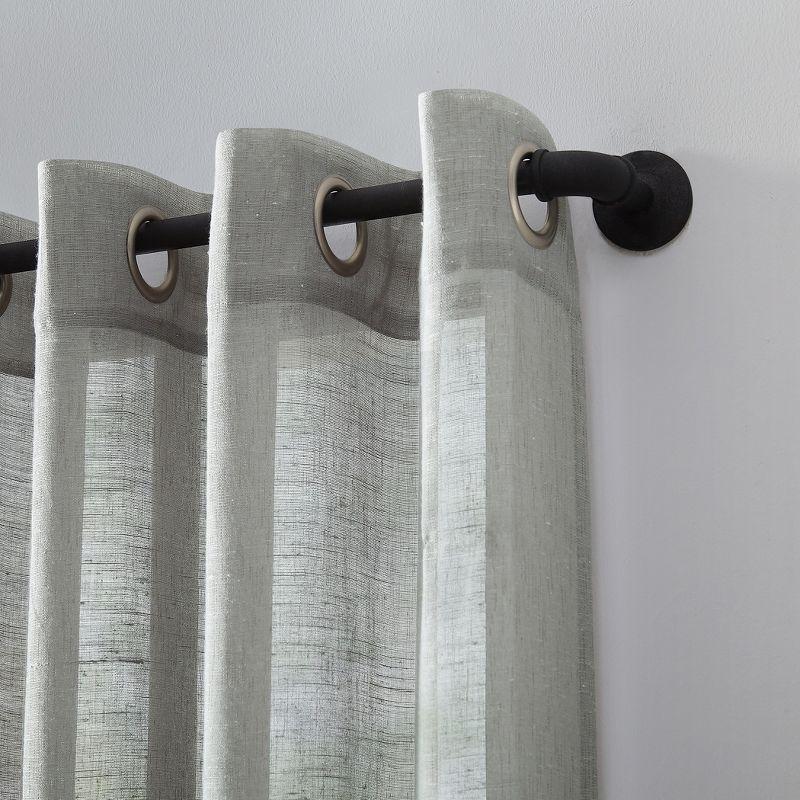 63"x52" Slub Textured Linen Blend Grommet Top Curtain Gray - Archaeo: Light Filtering Panel, Modern Indoor Decor