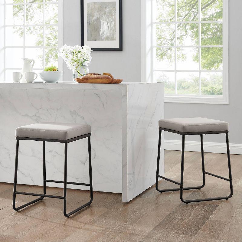 Beckett Gray Velvet & Matte Black Metal Counter Stool Set