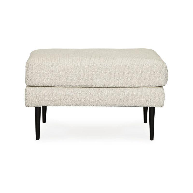 Sandstone Fabric Ottoman with Black Metal Legs